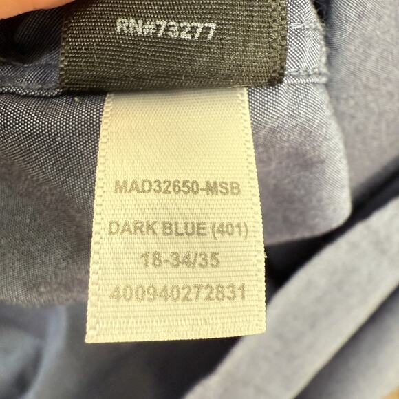 Marc Anthony Button Up Shirt Mens 18 Blue‎ Long Sleeve Slim Fit Business Career - Picture 9 of 11